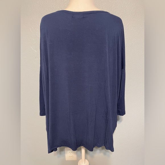 PIKO Oversized Tunic Top Navy Long Sleeve Bamboo Eco Sustainable Lagenlook Large - Picture 3 of 6